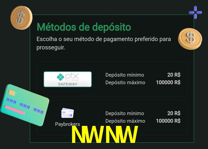 O cassino NWNW oferece uma grande variedade de métodos de pagamento